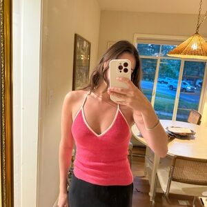 JACQUEMUS pink knit halter top